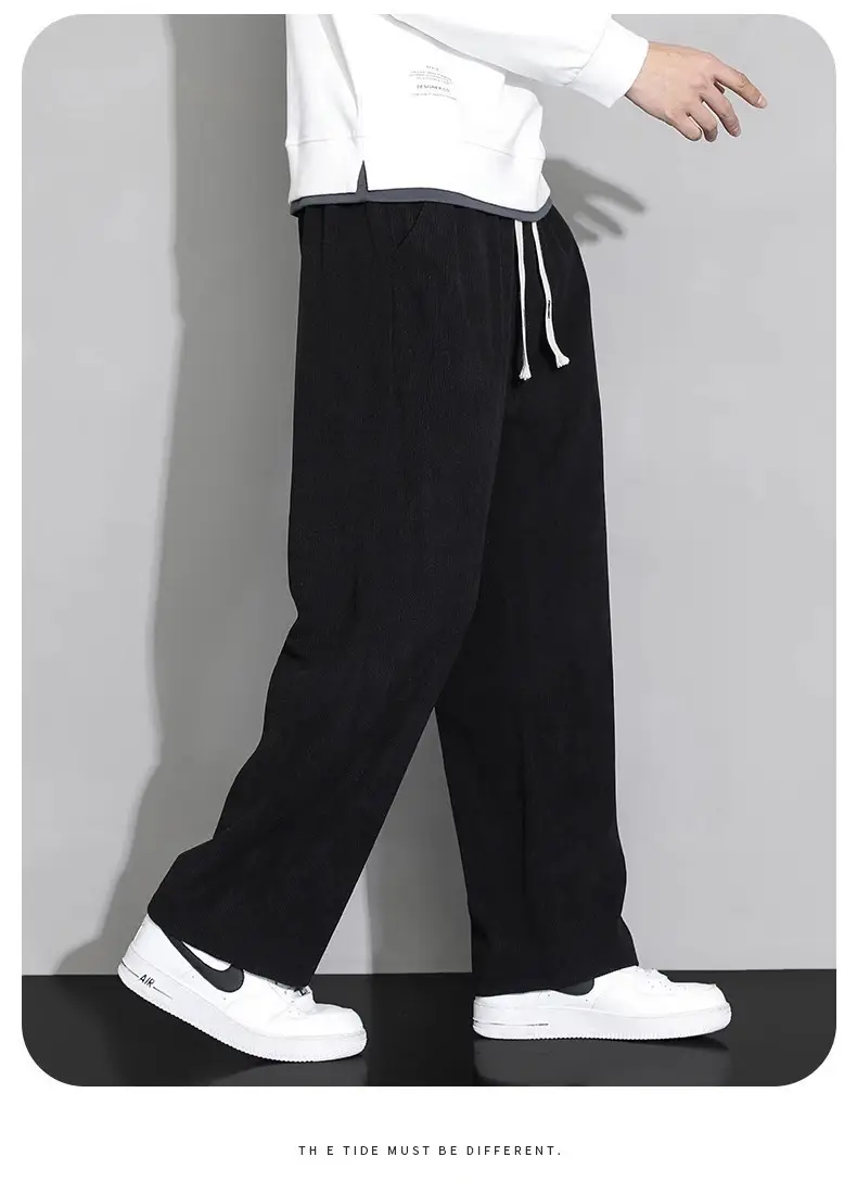 Men's Fleece Lined Wide Leg Pants Cream Winter — feature 8
