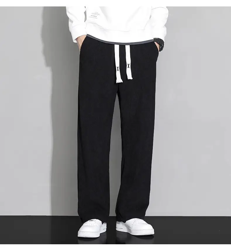 Men's Fleece Lined Wide Leg Pants Cream Winter — feature 9
