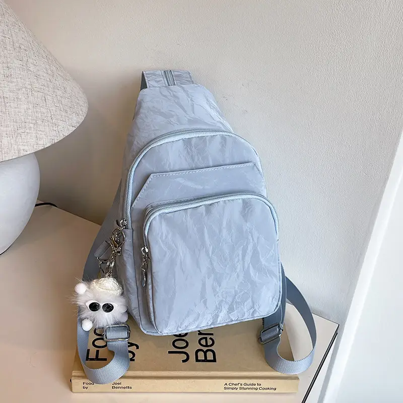 Light Blue Multi-Compartment Women's Shoulder Bag - Image 7