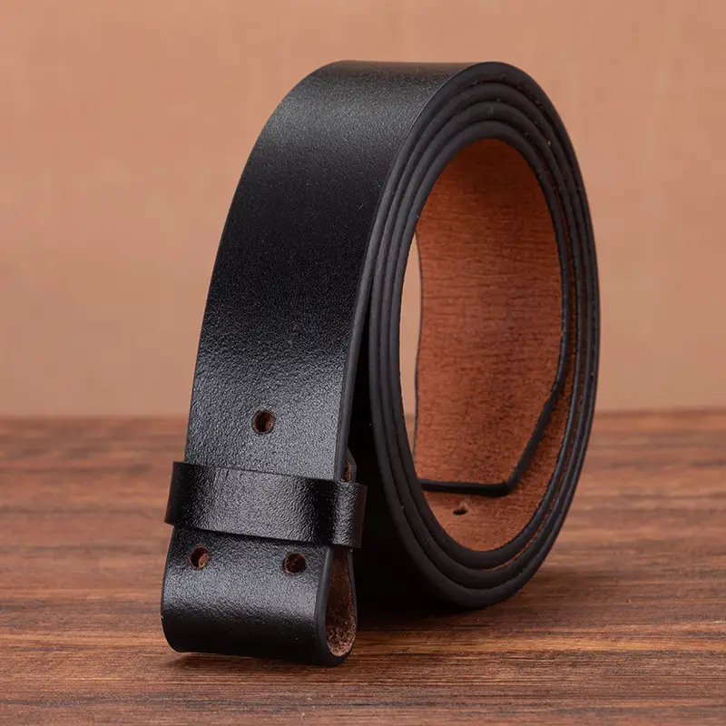 3.5" Vintage Cowhide Belt for Men Non-Buckle - Image 3