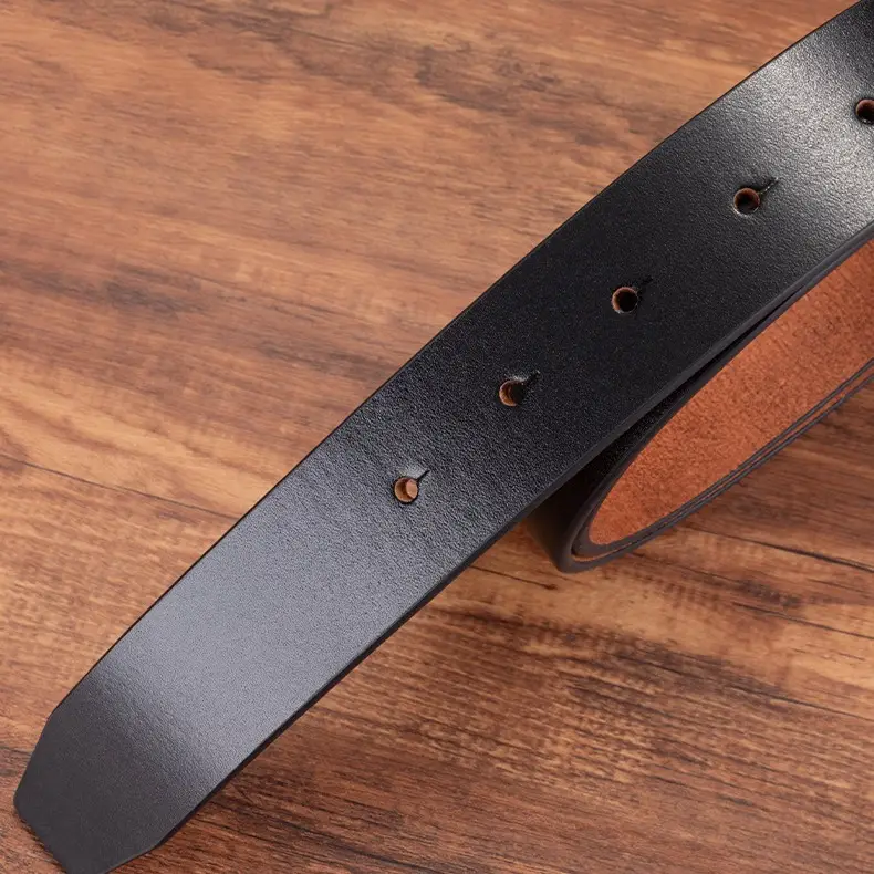 3.5" Vintage Cowhide Belt for Men Non-Buckle - Image 4