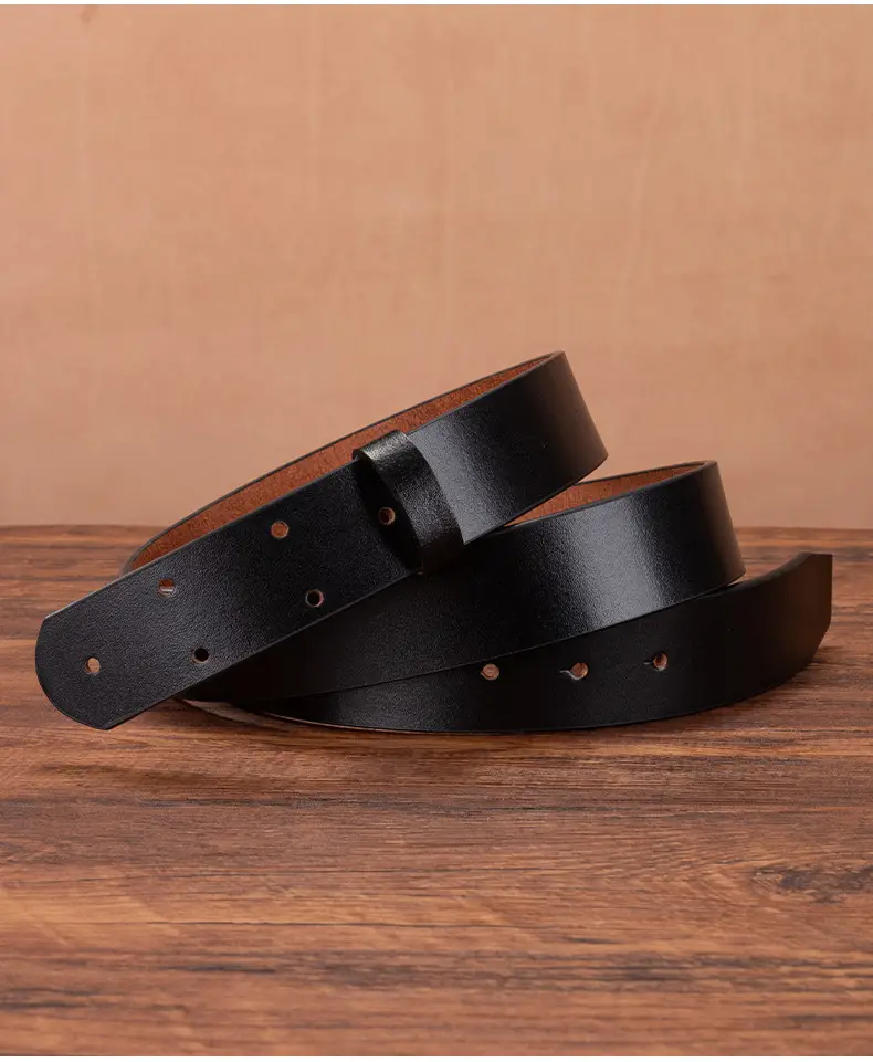 3.5" Vintage Cowhide Belt for Men Non-Buckle — feature 10