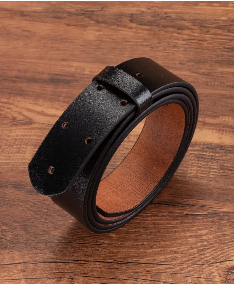 3.5" Vintage Cowhide Belt for Men Non-Buckle — feature 11