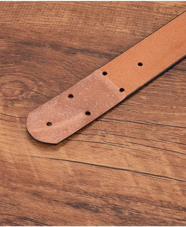 3.5" Vintage Cowhide Belt for Men Non-Buckle — feature 14
