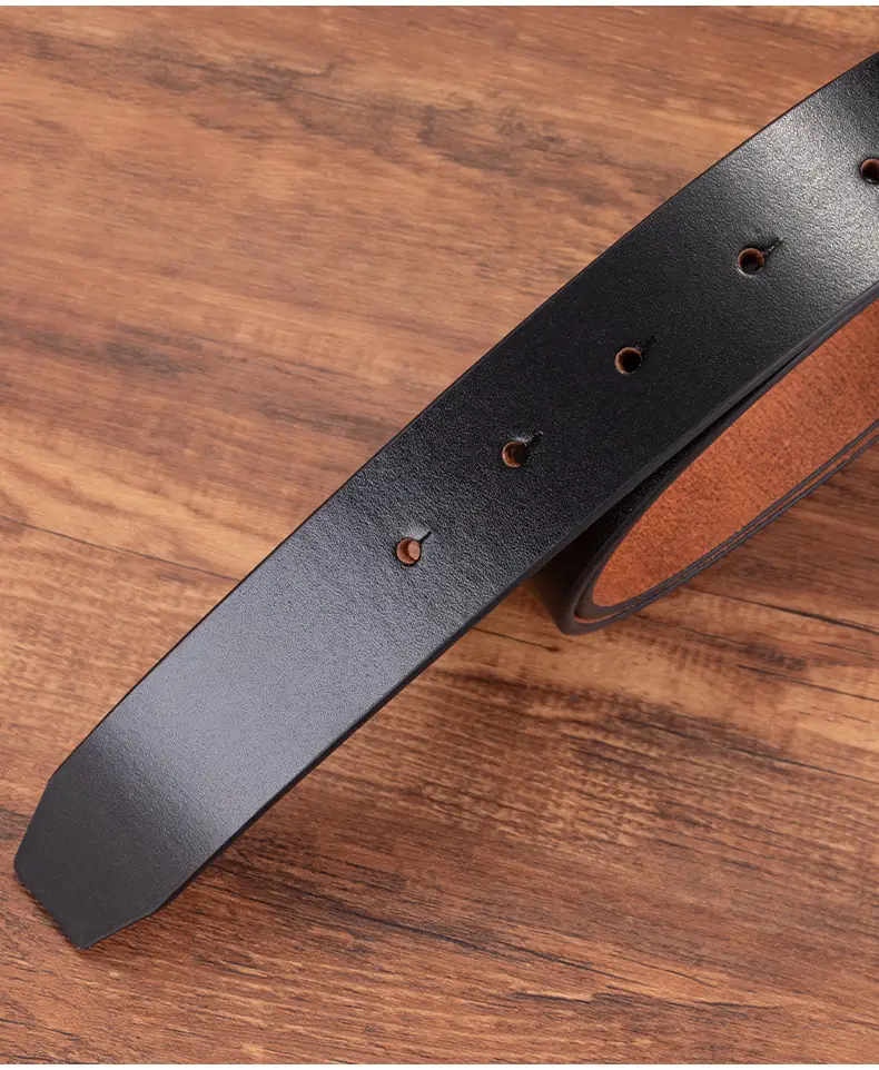 3.5" Vintage Cowhide Belt for Men Non-Buckle — feature 15