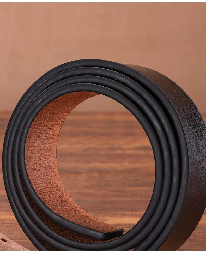 3.5" Vintage Cowhide Belt for Men Non-Buckle — feature 16