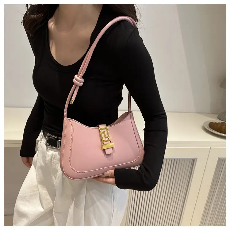 Brown Leather Shoulder Crossbody Bag with Gold Clasp — feature 27