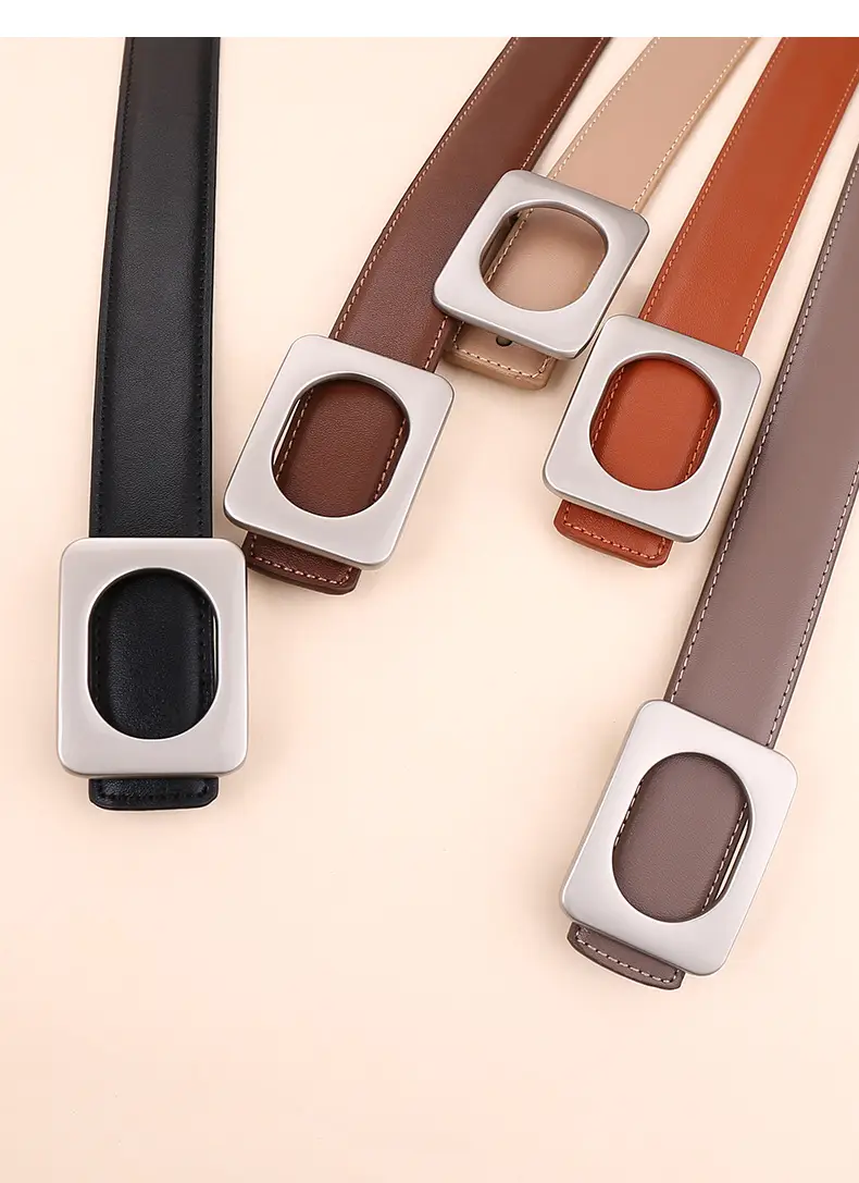 Women's Leather Belt Matte Brown 3.0cm — feature 13