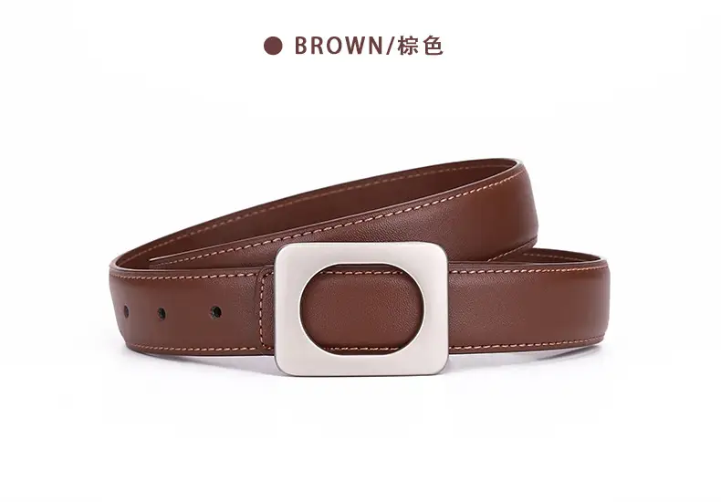 Women's Leather Belt Matte Brown 3.0cm — feature 19