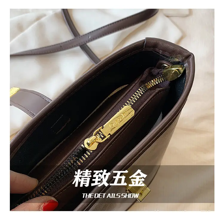 Retro Bucket Bag Women Texturized Lock Buckle Crossbody — feature 10