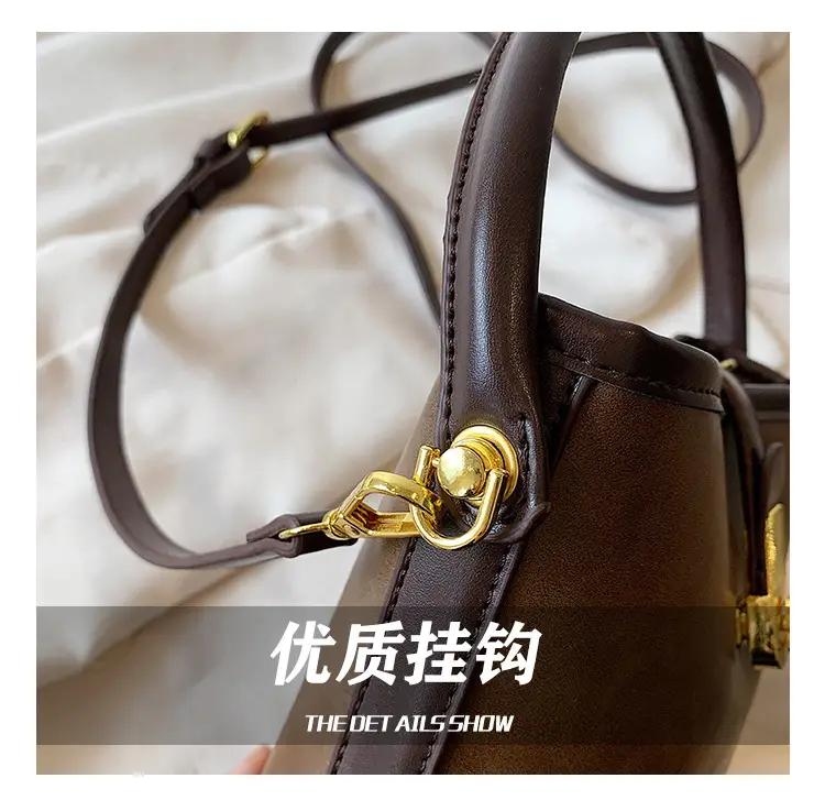 Retro Bucket Bag Women Texturized Lock Buckle Crossbody — feature 14