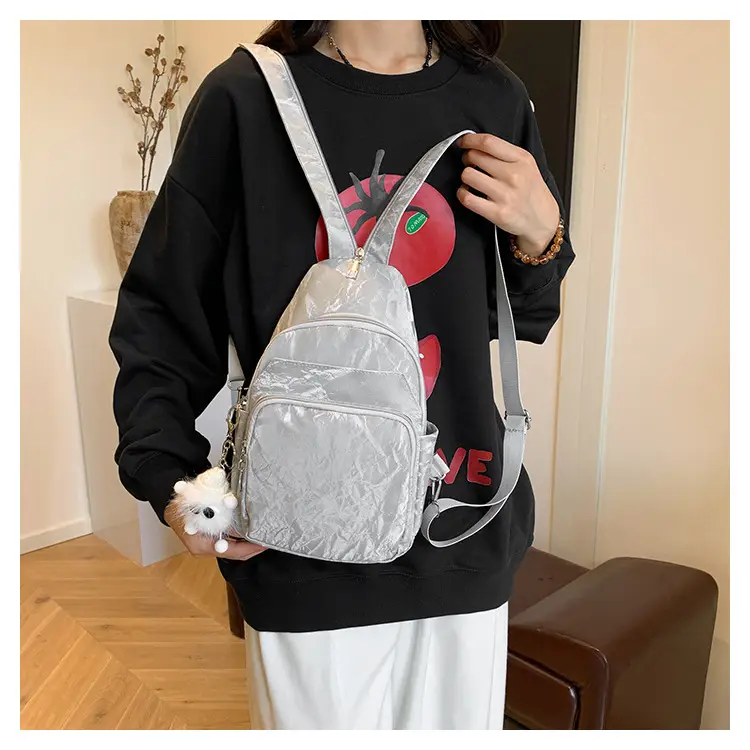 Silver Korean Style Multi-Pocket Backpack for Women — feature 18