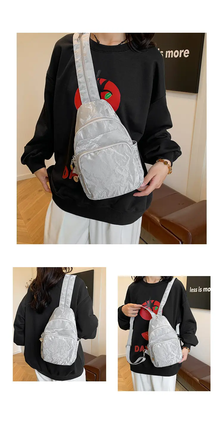 Silver Korean Style Multi-Pocket Backpack for Women — feature 23