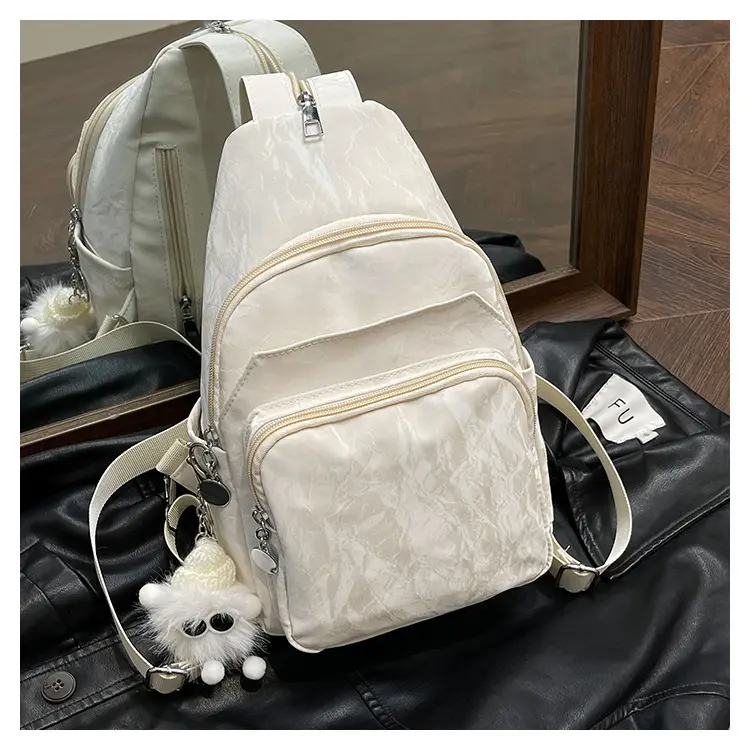 Silver Korean Style Multi-Pocket Backpack for Women — feature 24