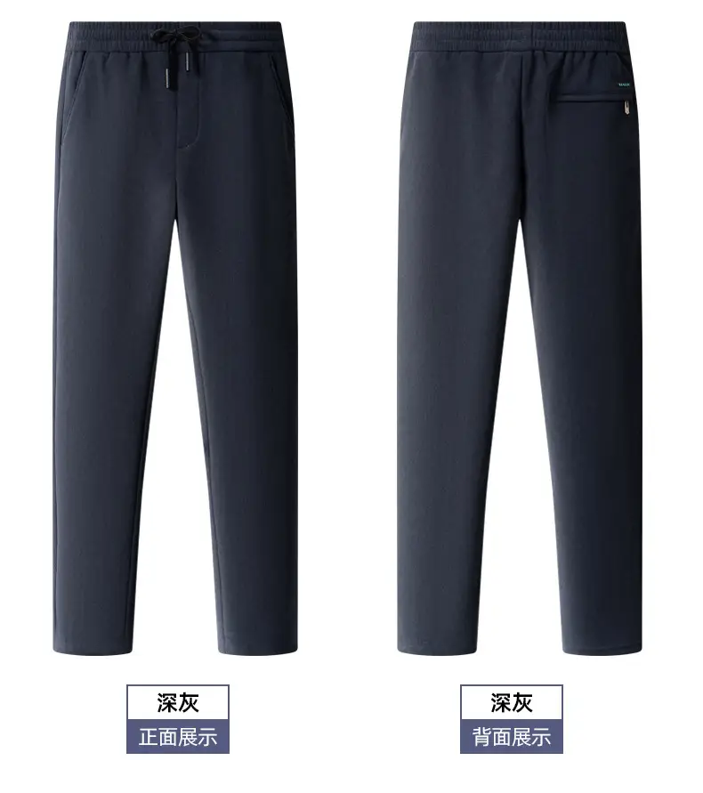 Men's Fleece Lined Casual Pants Dark Blue Winter Warm — feature 12
