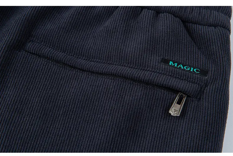 Men's Fleece Lined Casual Pants Dark Blue Winter Warm — feature 15