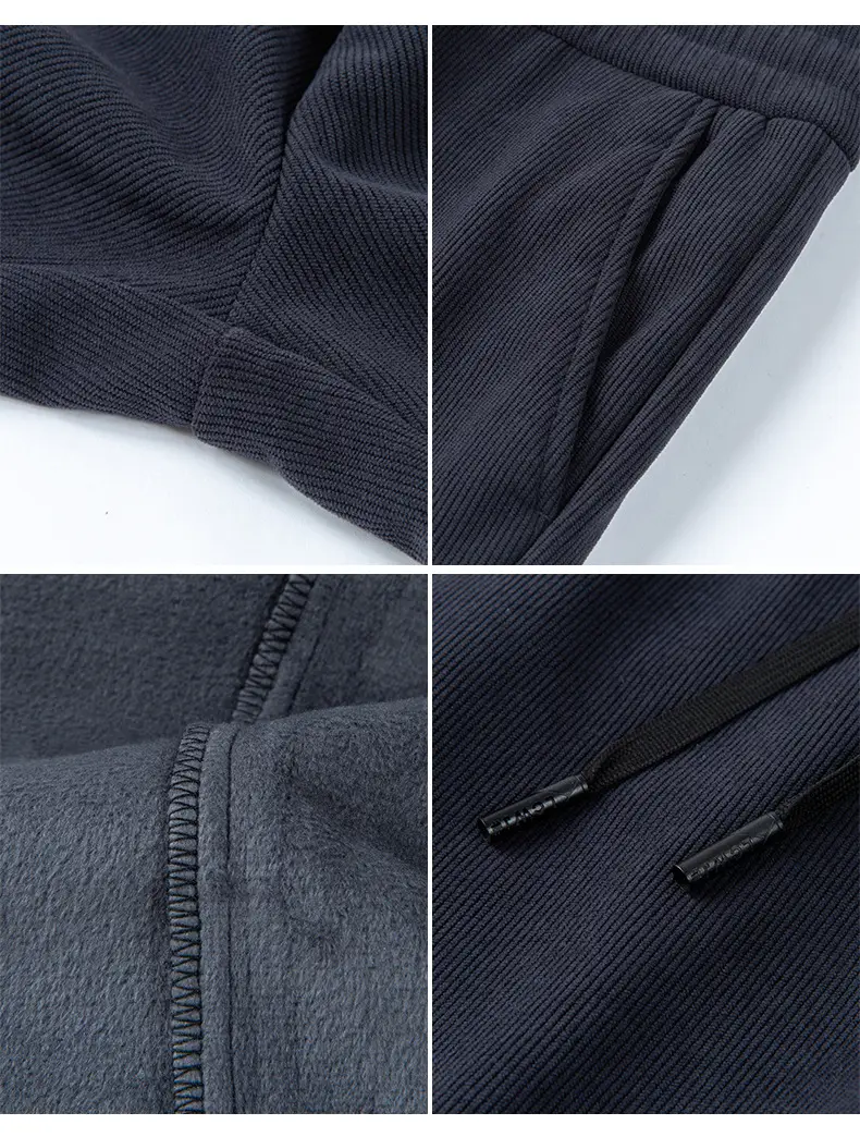 Men's Fleece Lined Casual Pants Dark Blue Winter Warm — feature 16
