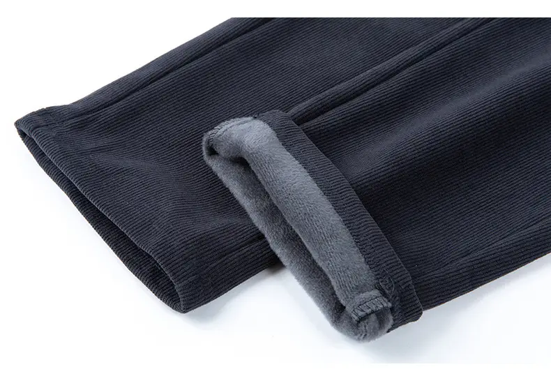 Men's Fleece Lined Casual Pants Dark Blue Winter Warm — feature 17