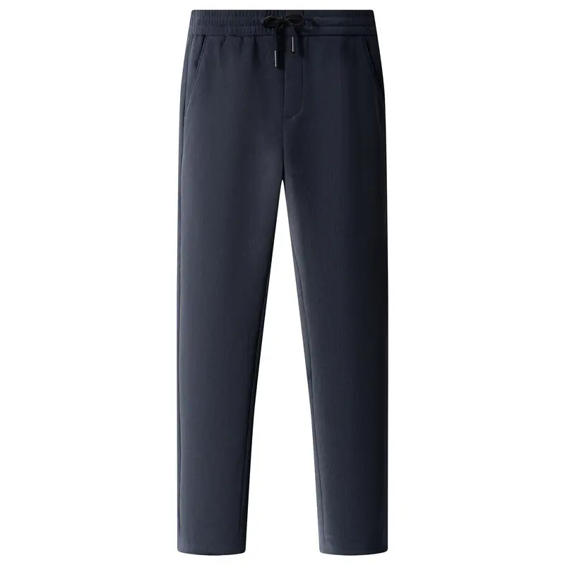 Men's Fleece Lined Casual Pants Dark Blue Winter Warm - Image 2