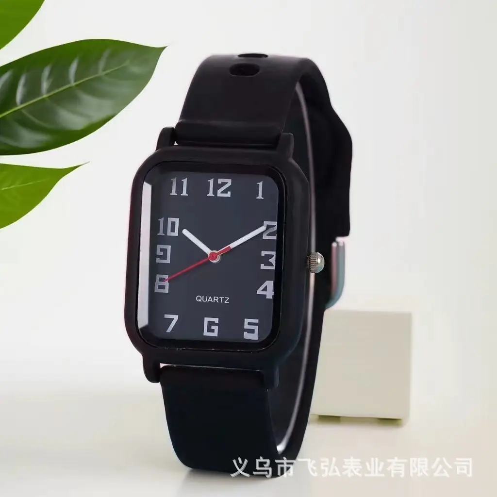 Red Rectangular Quartz Watch for Men Women - Image 2