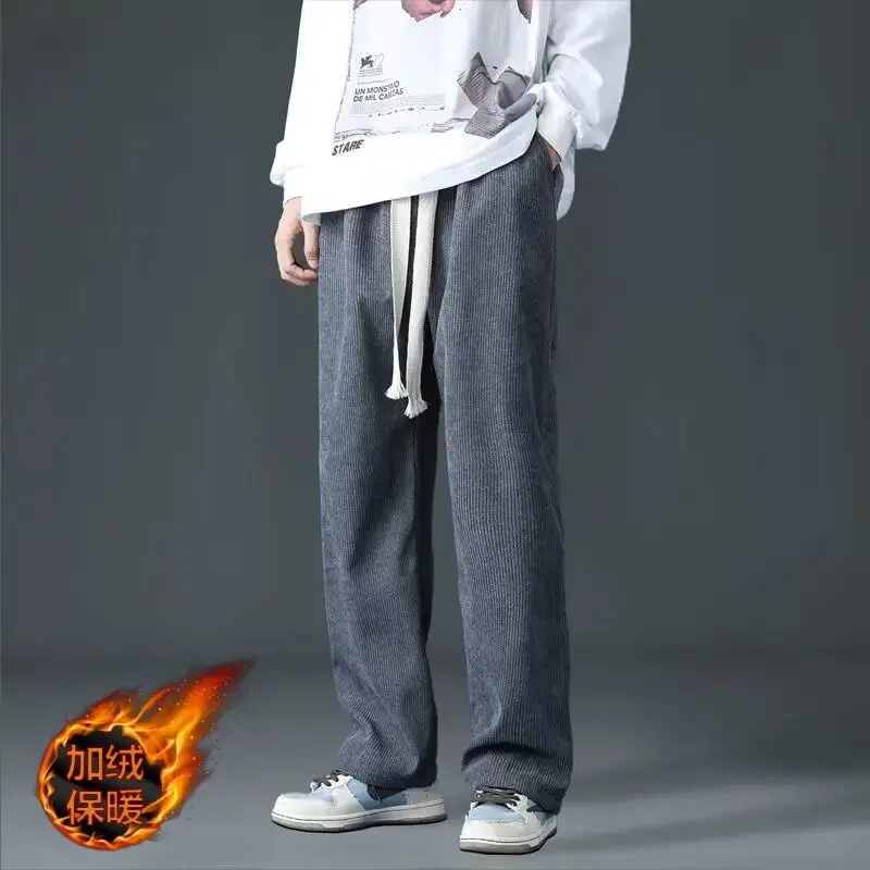 Men's Fleece Lined Wide Leg Pants Black — feature 7