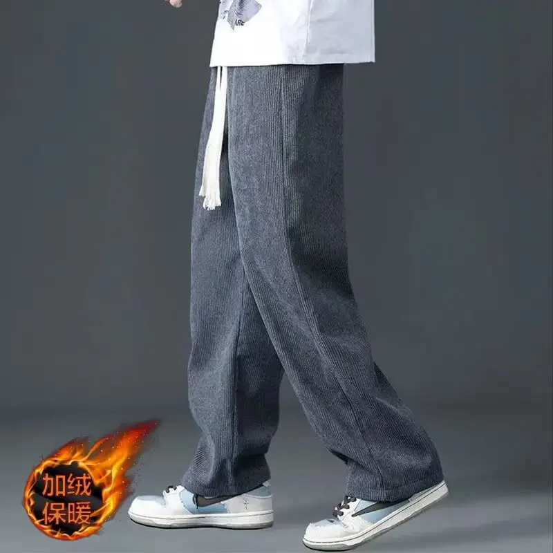 Men's Fleece Lined Wide Leg Pants Black - Image 2
