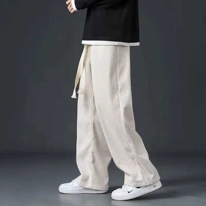 Men's Fleece Lined Wide Leg Pants Black - Image 6