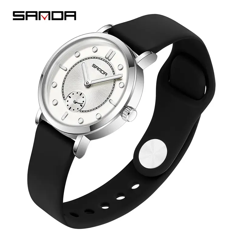 Sanda Women's Brown Leather Quartz Watch with Stopwatch - Image 4