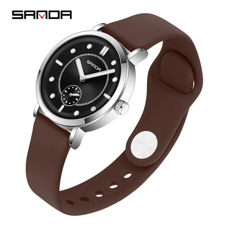 Sanda Women's Brown Leather Quartz Watch with Stopwatch - Image 6