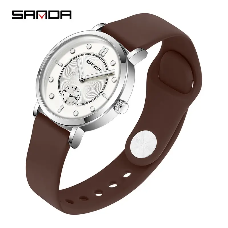 Sanda Women's Brown Leather Quartz Watch with Stopwatch - Image 7
