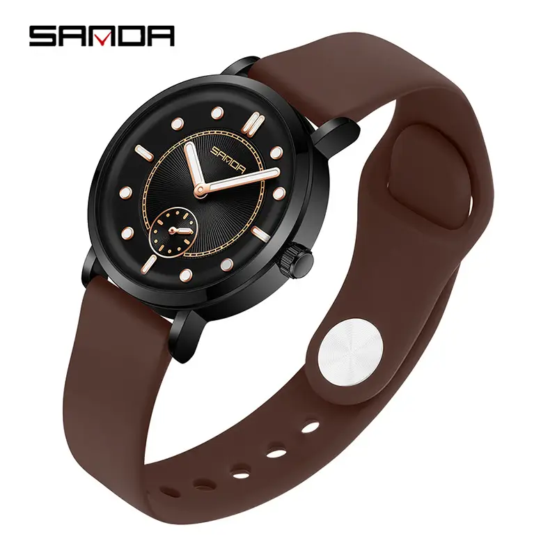 Sanda Women's Brown Leather Quartz Watch with Stopwatch - Image 8