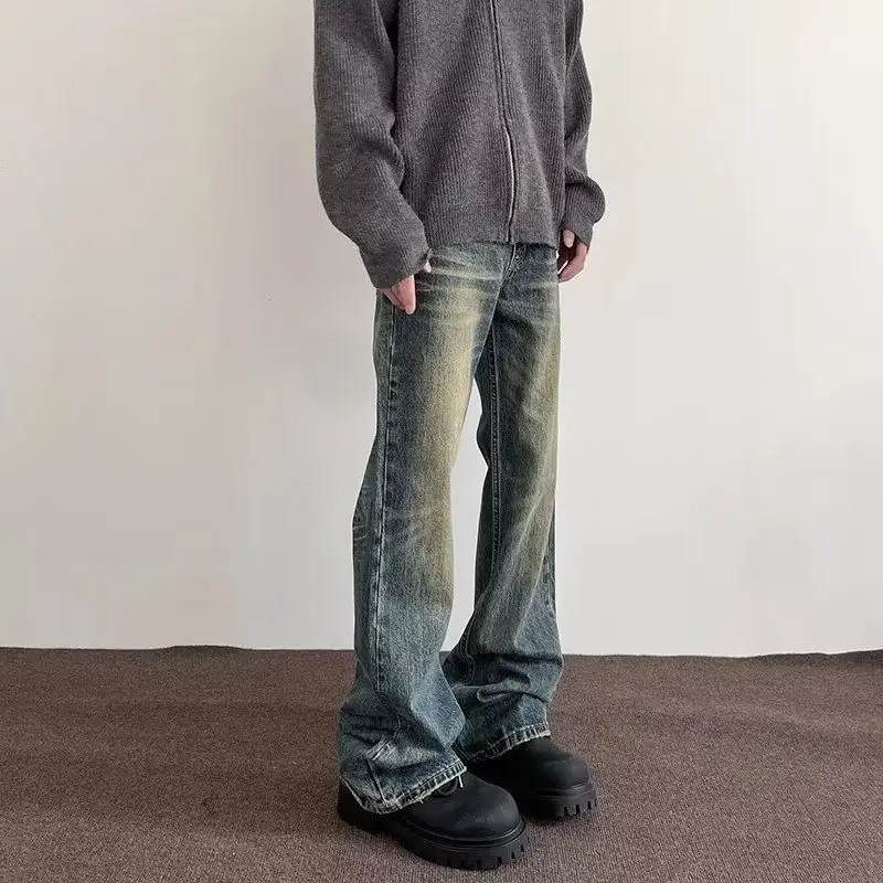 Vintage Washed Old Jeans Men Straight Micro-Pull Slim Fit — feature 3