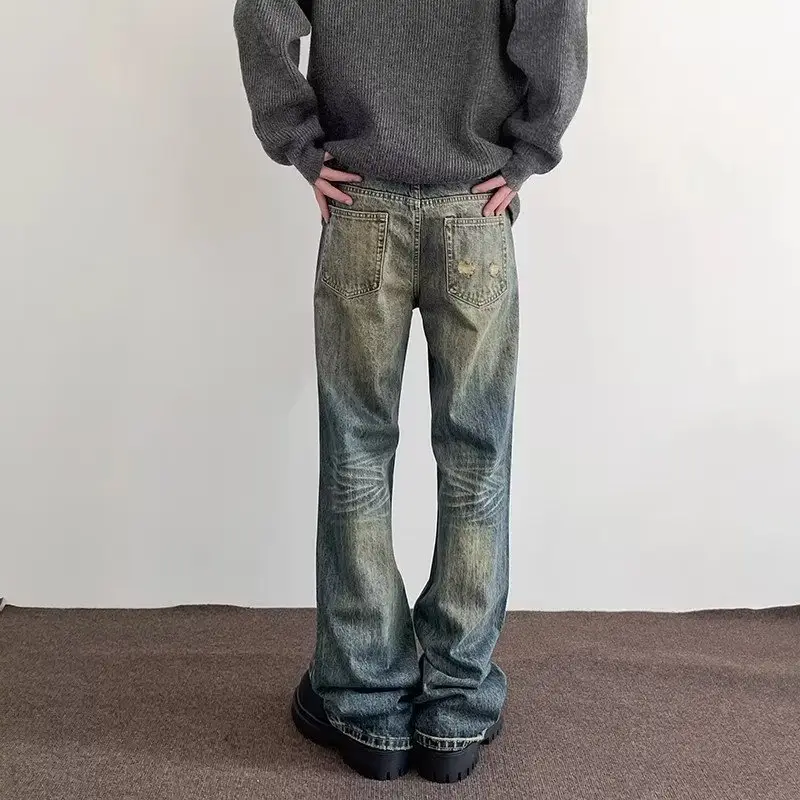 Vintage Washed Old Jeans Men Straight Micro-Pull Slim Fit — feature 4
