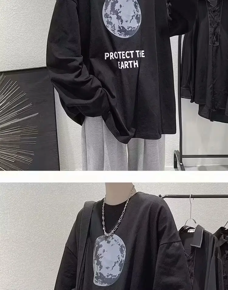 Men Printed T-Shirt Grey Loose Casual Winter — feature 14