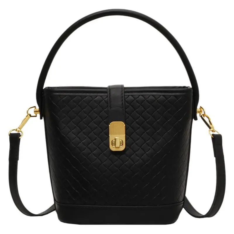 Black Quilted Crossbody Bag with Gold Clasp - Image 9