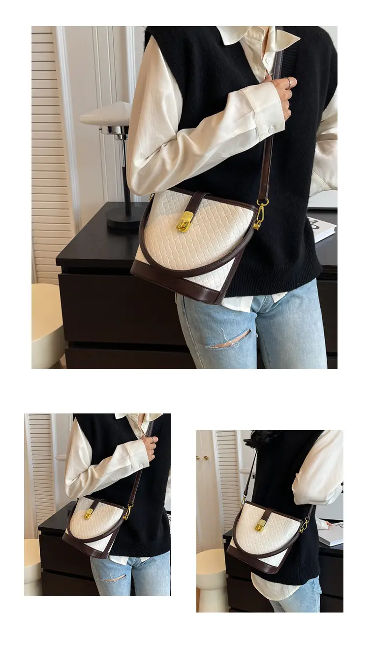 Black Quilted Crossbody Bag with Gold Clasp — feature 12