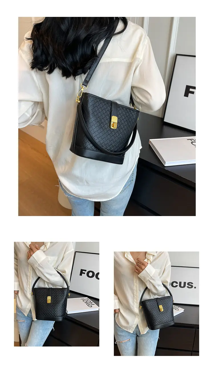 Black Quilted Crossbody Bag with Gold Clasp — feature 13