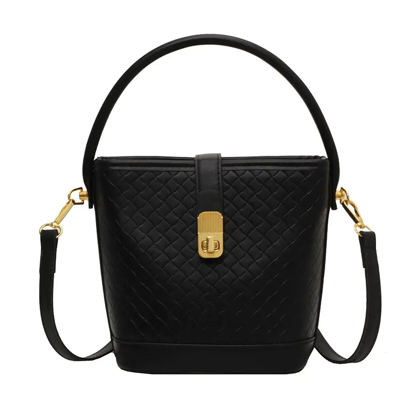 Black Quilted Crossbody Bag with Gold Clasp - Image 3