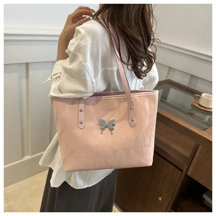 Pink Butterfly Handheld Tote Bag for Women — feature 16