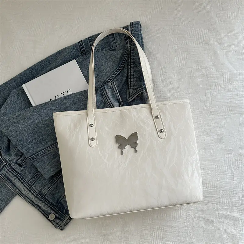 Pink Butterfly Handheld Tote Bag for Women