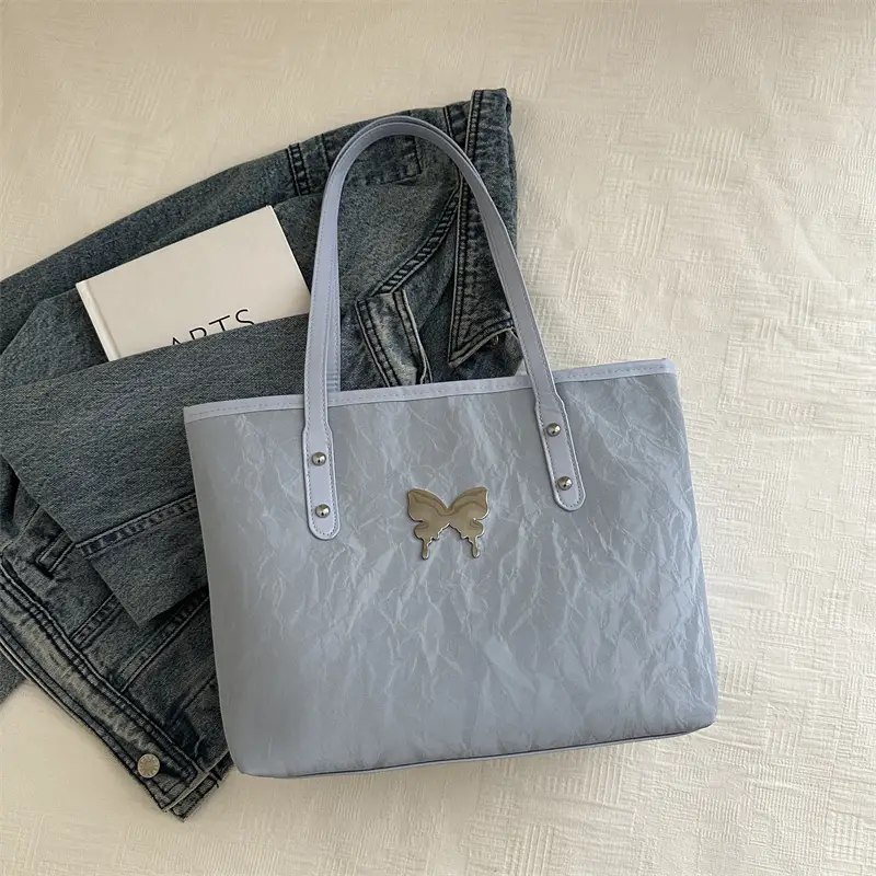 Pink Butterfly Handheld Tote Bag for Women