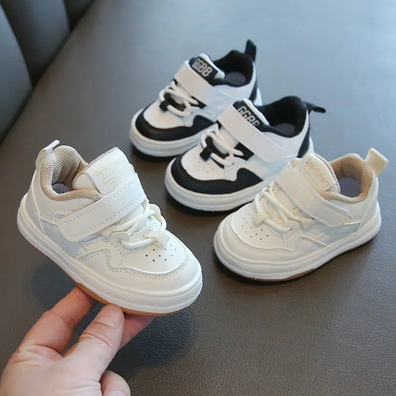 Kids Board Shoes White Black New Korean Style 2024 - Image 3