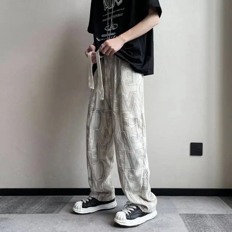 Men Cross-Country Denim Pants Wide Leg Full Print - Image 6