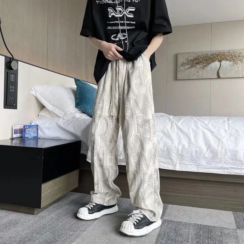 Men Cross-Country Denim Pants Wide Leg Full Print - Image 7