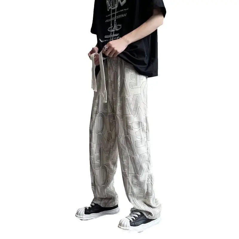 Men Cross-Country Denim Pants Wide Leg Full Print - Image 8