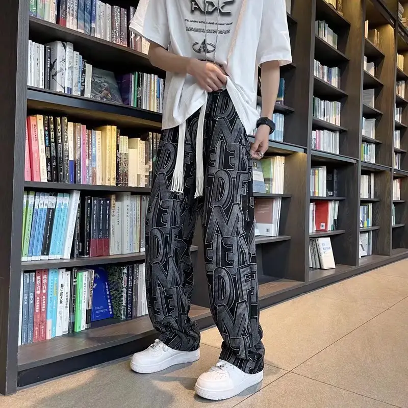 Men Cross-Country Denim Pants Wide Leg Full Print — feature 10