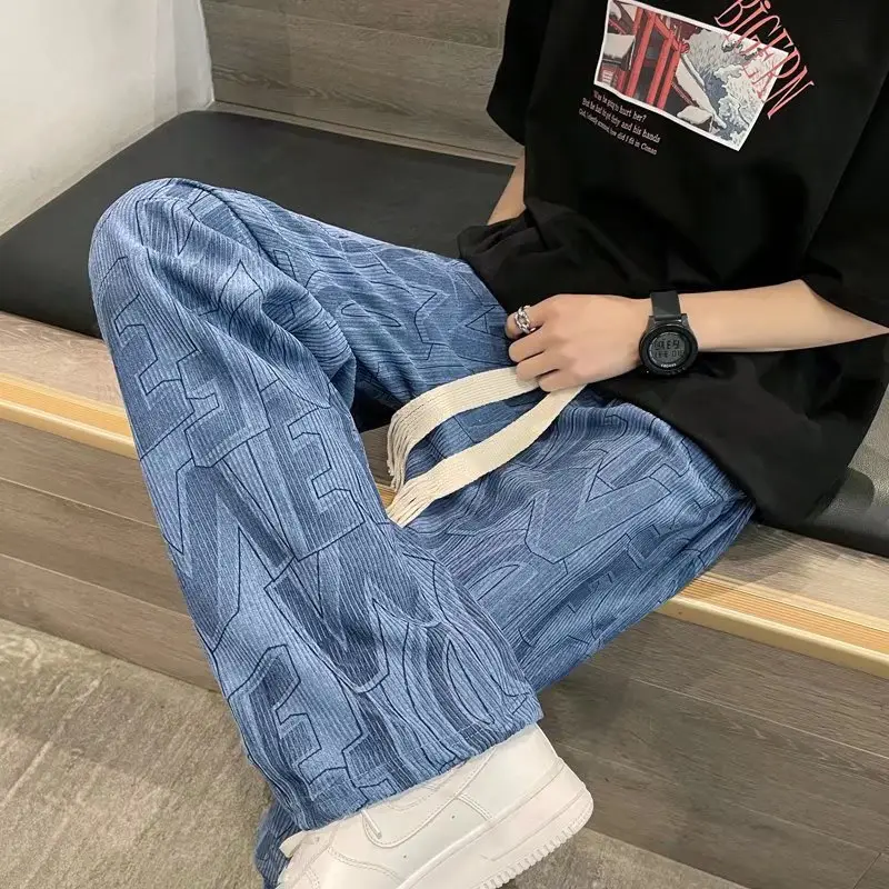 Men Cross-Country Denim Pants Wide Leg Full Print — feature 15