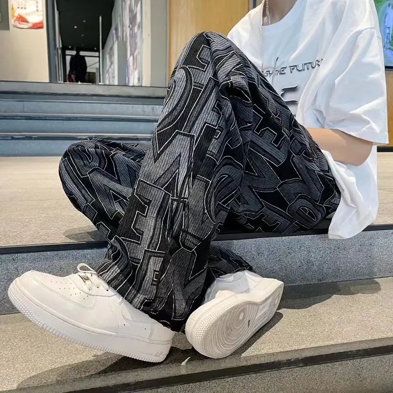 Men Cross-Country Denim Pants Wide Leg Full Print — feature 4