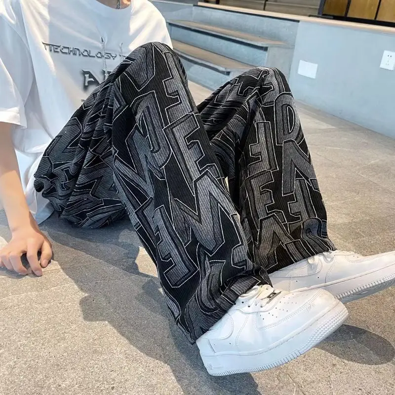 Men Cross-Country Denim Pants Wide Leg Full Print — feature 5