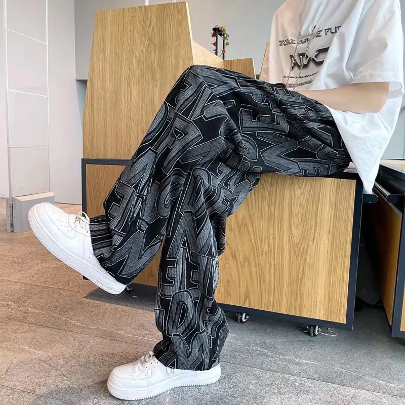 Men Cross-Country Denim Pants Wide Leg Full Print — feature 6